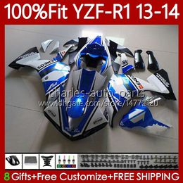 100%Fit OEM Fairings For YAMAHA YZF-R1 YZF R 1 1000 CC YZFR1 13 14 MOTO Bodywork 94No.74 YZF R1 1000CC YZF1000 2013 2014 YZF-1000 2013-2014 Injection mold Body White blue