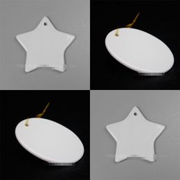 3 Inch Sublimation Blanks Pendant Ceramic DIY Heat Transfer Pattern Round Star Heart Snowflower Ring Shape Xmas Decor Pendants New 3yj L2