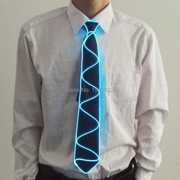 Costume Accessories Yeah EL Design Transparent blue 3V Steady on Driver LED Tie glowing EL wire Tie For Evening PartyDJbarclub cosplay Show