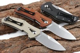 Top Quality 0308 Ball Bearing Flipper Folding Knife D2 Stone Wash Drop Point Blade G10/Wood Handle With Retail Box Package