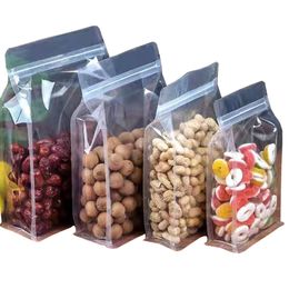 wholesale Frosted Stand Up Matte Plastic Zipper Bag Translucent Flat Bottom Pouch Smell Proof Coffee Snack Cookie Packaging Pouches