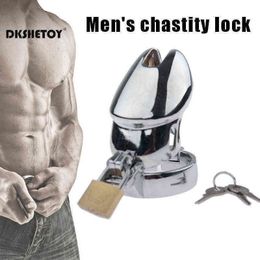 NXY Chastity Device 4 5cm Male Metal Cage Cock Hollow Penisring Scrotum Restraints Gear with Stealth Lock Sex Product Fb1221