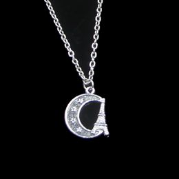 Fashion 22*19mm Eiffel Tower Paris Moon Pendant Necklace Link Chain For Female Choker Necklace Creative Jewellery party Gift