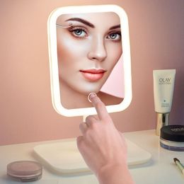 Espelho de maquilhagem led inteligente ajustável de três cores espelho de maquilhagem espelho de luz de preenchimento de mesa modelo de carregamento com um toque