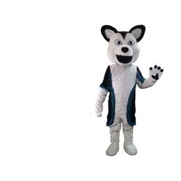 Mascot CostumesHalloween Long Fur Husky Dog Fox Fursuit Furry Mascot Costume Fancy Dress Adult Outdoor Outfits Advertising Parade Suits