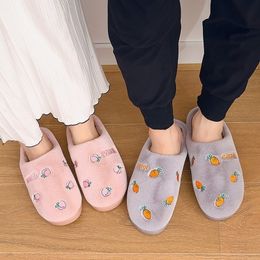 Women Fluffy Slippers Winter Warm Fur Shoes Men Lovers Cute Fruits Peach Slip On Home Indoor Girl Ladies Plush Slides Zapatillas Y201026