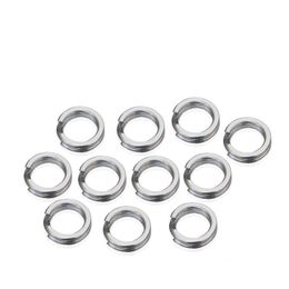 Stainless Steel Connect Ring Fake Bait Connector Flattened Type Double Loop Fishing Accessories Connecting Circle Outdoor Sports Tools N2