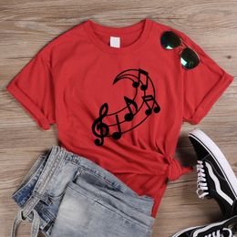 ONSEME Music Note Moon Graphic Tees Women Clothes Summer Short Sleeve Teacher tshirt Aesthetic Clothes Top for girls Q-921 T200516