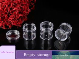 5pcs Round Transparent Plastic Storage Box Rhinestone Nail Glitter Cream Lip Balm Empty Case Jar Bottle Container Jar Screw Cap