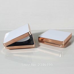 White Empty Air Cushion Foundation Box, DIY Cosmetic CC BB Cream Refillable Container, Square Elegant Case Compact