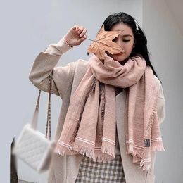 New woman winter scarf fashion female shawls cashmere handfeeling winter wraps solid Colour hijab scarf wholesale