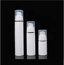 15ml white airless bottle with transparent lid silver line for serum/lotion/emulsion/foundation skin care cosmetic packing