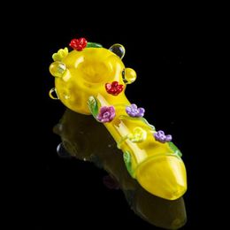 Cool Colourful Sunshine Garden Pyrex Thick Glass Smoking Tube Handpipe Portable Handmade Dry Herb Tobacco Oil Rigs Bong Pipes DHL Free