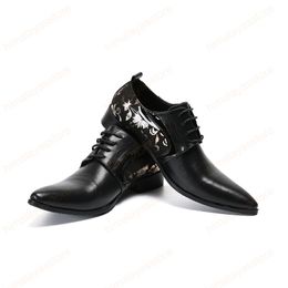 Floral Wedding Oxford Shoes Pointed Toe Business Brogue Shoes Derby Genuine Leather Shoes Men Footwear