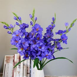 Fake Single Stem Vaniot Houtt 30.31" Legth Simulation Spring Gladiolus for Wedding Home Decorative Artificial Flowers