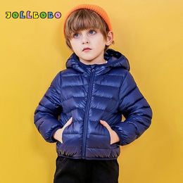 Kids Duck Down Coat Autumn Winter Fashion Outwear Hooded Jacket Girls Boys Candy Colour Ultra Light Packable Warm Down Jacket LJ201125