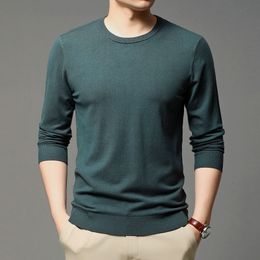 Autumn New Men's Round Neck Knitted Pullover Business Casual Solid Colour Sweater Bottoming Shirt Male Brand Clothes 201106
