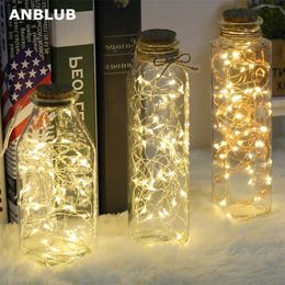ANBLUB New Year 2M 5M 10M LED Silver Wire String Lights For Christmas Home Wedding Decoration Fairy Garland Battery Powered Y201020