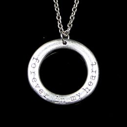 Fashion 28mm Circle Forever In My Heart Pendant Necklace Link Chain For Female Choker Necklace Creative Jewelry party Gift