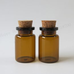 1000/lot 6ml Amber Glass Bottle with cork lid 1/4oz brown small sample Vials 22*35*12.5mm stopper glass container