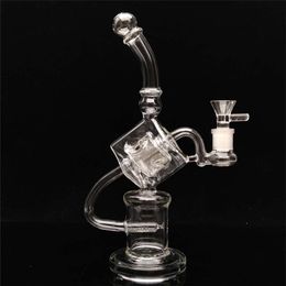 10Inches Tall Glass Bong Recycler Dab Rig Clear Perc bongs Waterpipe Smoking Pipes Hookah with 1 bowl