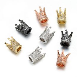 Black Silver Micro Zircon Rhinestone Crown Bead Connectors for Bracelet Making2882415