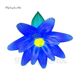 Party Flowers Hanging Inflatable Flower-shaped Balloon 2m/3m Blue Advertising Air Blow Up Flower With LED Light Inside For Ceiling Decoration