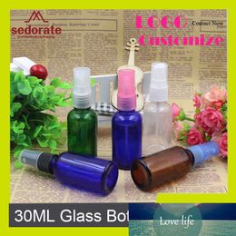 Sedorate 30 pcs/Lot Glass Spray Bottle Clear Blue Green Amber Glass Automizer Lotion Bottle 30ML Glass Vial Container YM035