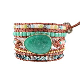 Exclusive Fancy Wrap Bracelets W/ Natural Stone Beaded 5X Statement Bracelet Bohemian Jewellery Drop Shipping Y200730