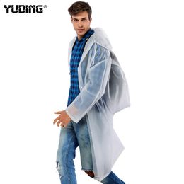 Yuding Raincoat Plastic Thick Women\Man Poncho Universal Waterproof Touring Hiking Hooded Ladies Students Schoolbag Rainwears 201202