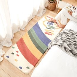 Home bedroom long strip carpet cartoon rainbow children's kawaii furry cute rug living entrance non-slip doormat 220301