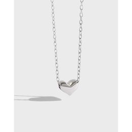 YPAY 100% Real 925 Sterling Silver Mirror Polish Heart Pendant Necklace Long Link Chain Vintage Wedding Jewelry For Women YMN033 Q0531