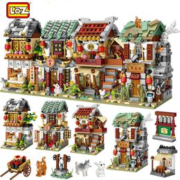 LOZ 2266pcs Mini Building Blocks Mini Street City China Street Chinese Tradition Architecture Model Bricks Educational Kids Toys LJ200928