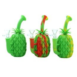 7 inch Smoking water pipe pineapple shape bong Dab Rig Recycler Pipes Oil Rigs bubbler with glass bowl heat resistant