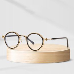 Fashion Sunglasses Frames NONOR Anti Blu Ray Flat Optical Glasses Men 2022 Retro Spectacle Metal AC Blend Round Frame Eyeglasses For Women