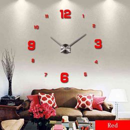 quartz new home decoration acrylic Modern Design Decorative Led Wall Clock 3D DIY big size wall sticker clock modern design H1230