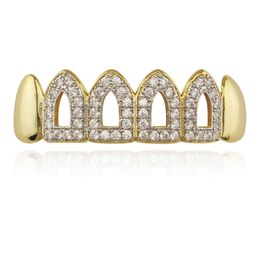 Hot Sale hip hop Diamonds Teeth grillz Gold Hiphop Teeth Grillz CZ Grills Bling Jewellery Gifts