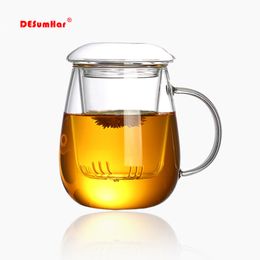 Chinese style tea mug with lid filter 550ml.Coffee Cups Tea Set Mugs Beer Drink Office Mug Transparent Drinkware Glass Cup 201029