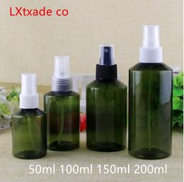 30 PCS Free Shipping 50 100 150 200 ML Green Lucency Plastic Spray Empty Perfume Bottle Toner New product Cosmetic Containers