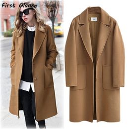 2020 Autumn And Winter Fashion OL Style Women's Plus-size New Pure Colour Woollen Coat In The long Style Loose And Heavy Warm Coat LJ201201