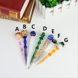 Colourful Glass Wax Dab Tool Dabber For Smoking Waxes Oil Tobacco Banger Nails Rig Bong Water Pipe