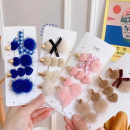 2022 Korea Winter Women Hair Accessories Set Ball Candy Colour Hair Clips Hairpins Sets Girls Barrettes Hairgrips