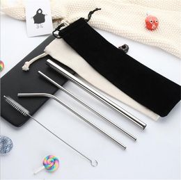 8.5 inch Stainless Steel Straw and brush Set Reusable Bend Straight Metal Drinking Straws Primary Color Pipet Juice Milky Tea Sucker LY10142