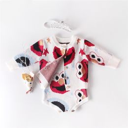 Autumn Knitted Clothes Newborn + Baby Sweater Cardigan Cotton Infant Jumpsuit For Girl Romper 201028