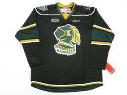 STITCHED CUSTOM LONDON KNIGHTS OHL BLACK THIRD CCM HOCKEY JERSEY ADD ANY NAME NUMBER MENS KIDS JERSEY XS-5XL