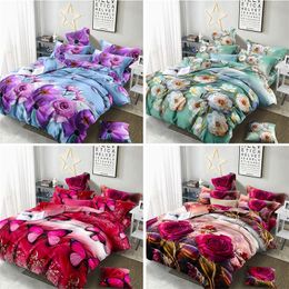 Bedding Set luxury 3D Flower Butterfly Bedding Set Bed Sheet Duvet Cover Pillowcase Cover set Twin Queen size Bedspread Bedlinen 201120