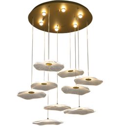 New Arrival Loft Pendant Light Nordic Simple Creative Lotus Leaf Acrylic LED Hanging Lamp For Hotel Villa Lobby Staircase Art Decoration