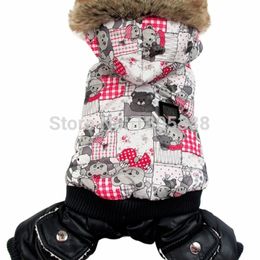 White Bear Printing bubble padded luxury fur Style Pet dogs Winter Coat Dogs Clothing 201128