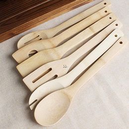 Natural Bamboo Spoon 6 Styles Portable Cooking Utensils Turners Shovel Kitchen Home Bar Dining Supplies RRA11658
