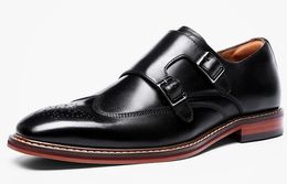 Monk Strap Slip on Scarpe brogue da uomo fatte a mano da lavoro in vera pelle con fibbia 2021